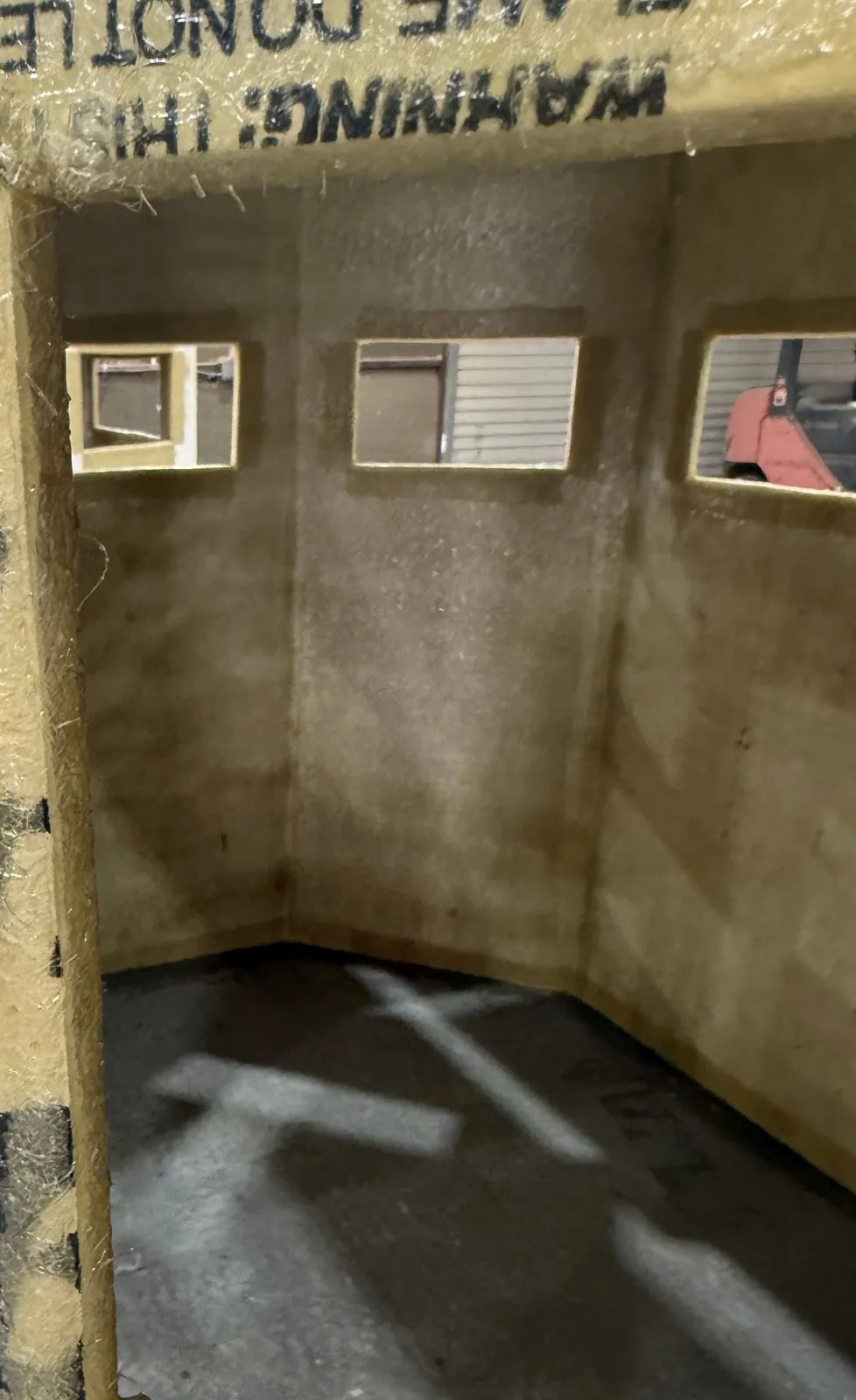 Hand-sprayed fiberglass shell interior