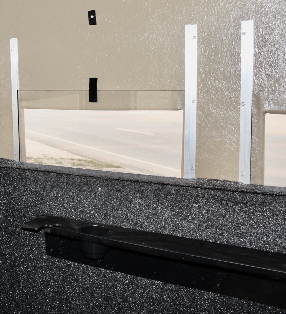Interior shelf and window close-up